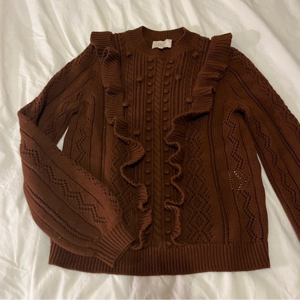 Sezane Brown Ruffled Sweater - Picture 7 of 14
